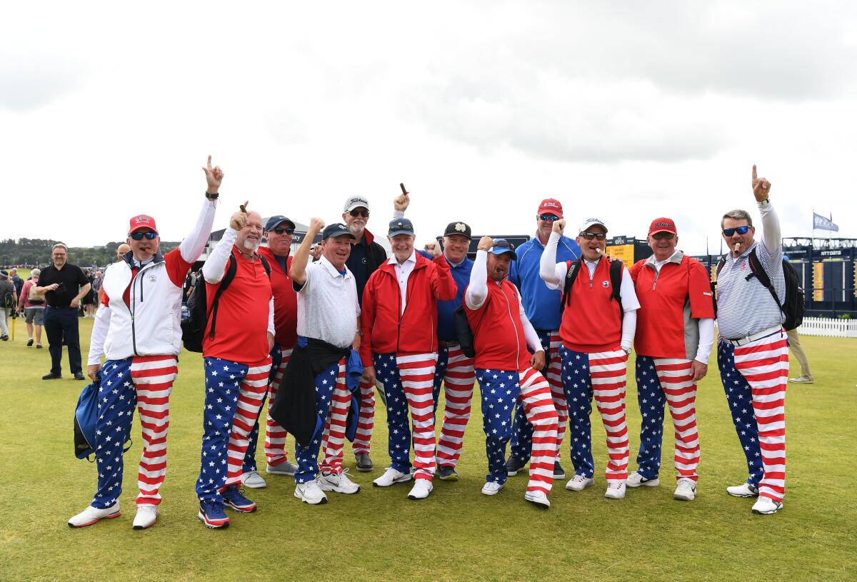 American golf fans are in high spirits during the second round of the British Open at Royal Portrush in Northern Ireland.