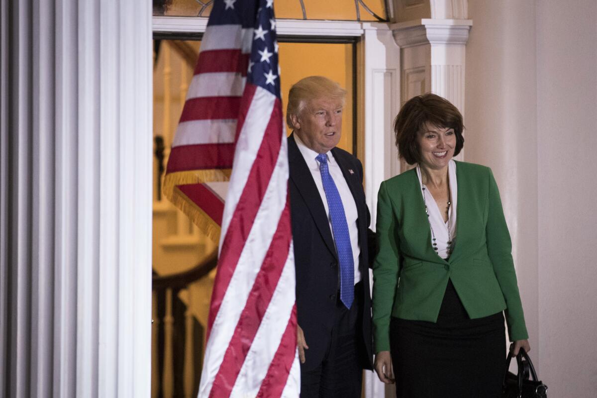 President-elect Donald Trump and Rep. Cathy McMorris Rodgers (R-Wash.) meet Nov. 20 at Trump National Golf Club in Bedminster, N.J.