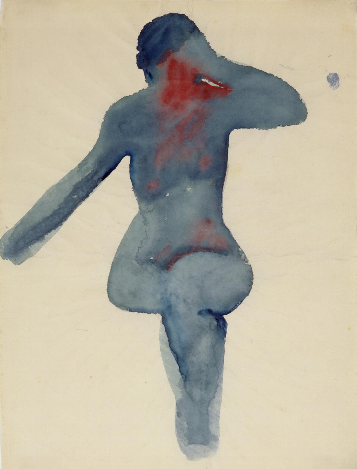 "Nude Series VIII," 1917, watercolor on paper, 18 inches by 13-1/2 inches. Georgia O'Keeffe Museum Gift of the Burnett Foundation and the Georgia O'Keeffe Foundation. (Fire Dragon Color / Georgia O Keeffe Museum)