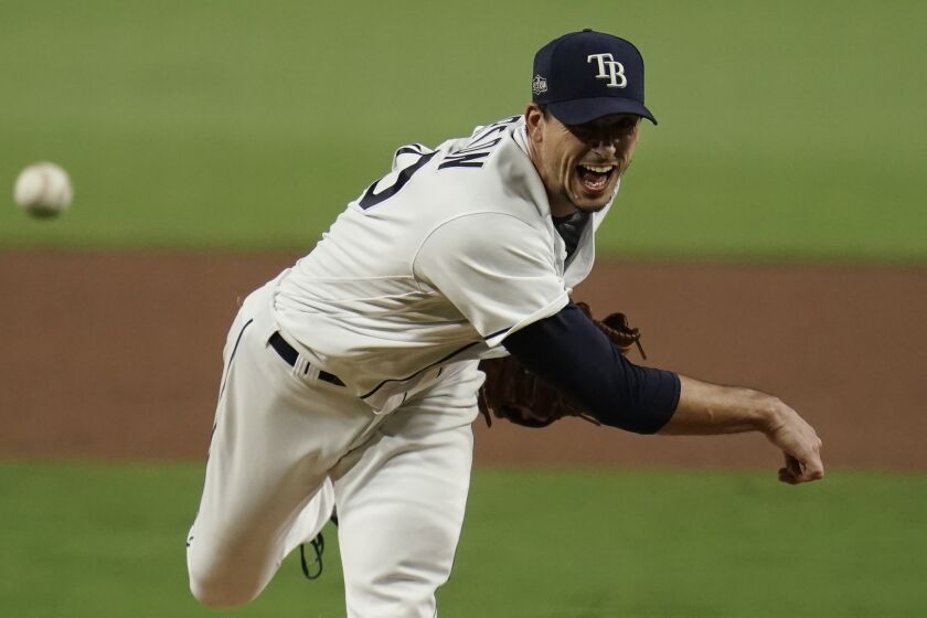 Tampa Bay Rays starting pitcher Charlie Morton throws against the Houston Astros during the sixth inning.