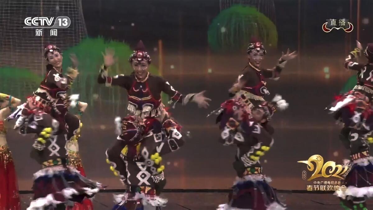 Dancers in blackface perform on Chinese television.