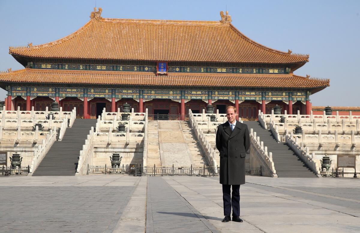 Prince William, Duke of Cambridge, visits the Forbidden City in Beijing.