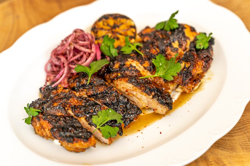 The best-selling Aleppo chicken dish at Callie Restaurant in San Diego's East Village.