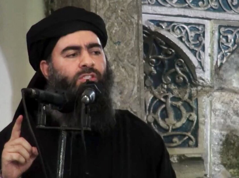 Abu Bakr Baghdadi in an image from video posted on a militant website on July 5.