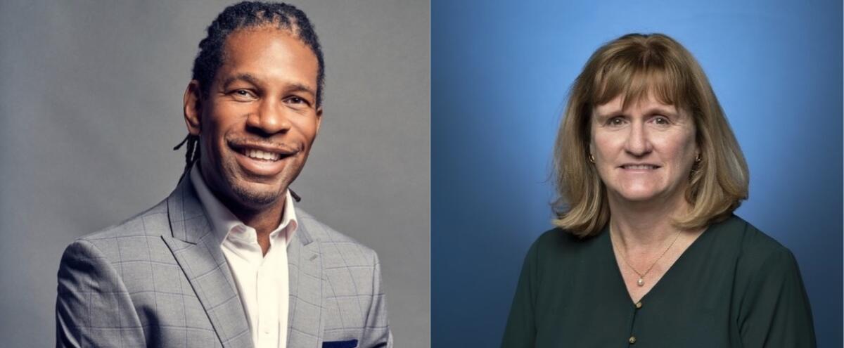 Diptych of LZ Granderson and Valerie Nelson in headshots
