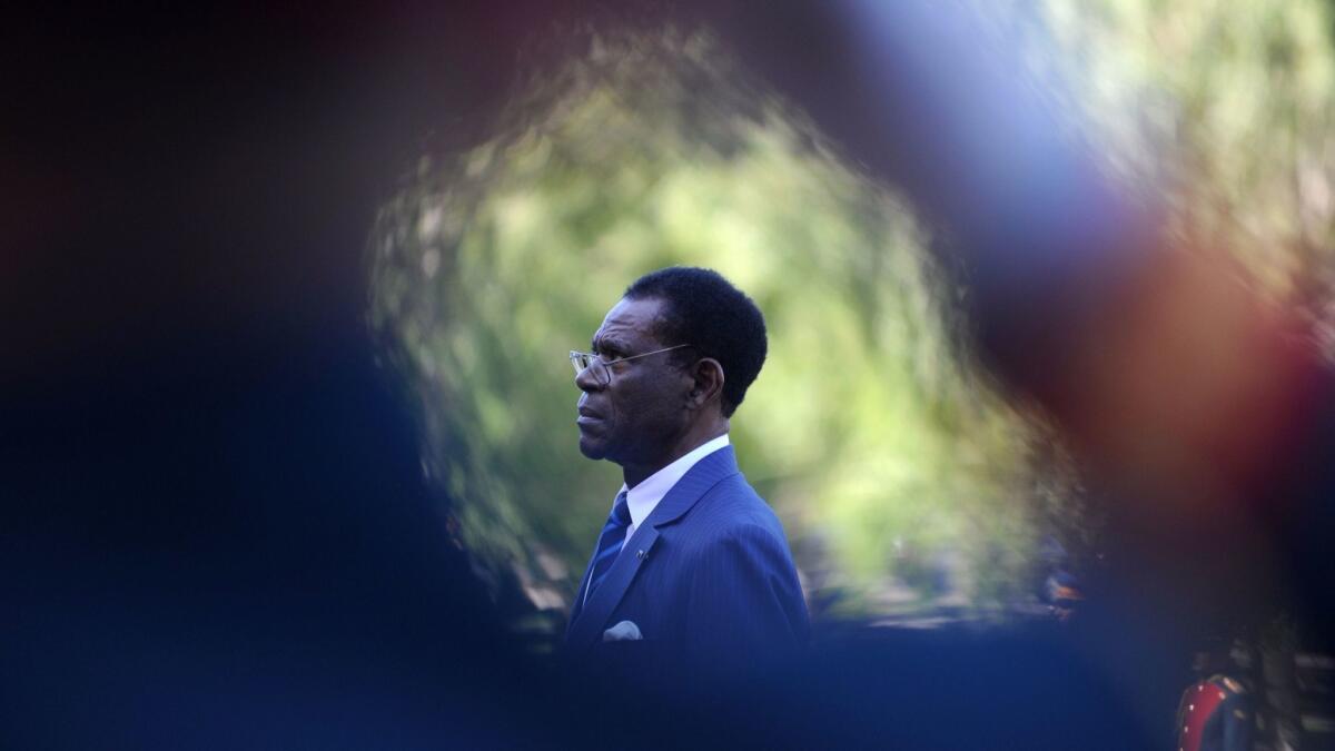 Equatorial Guinea President Teodoro Obiang Nguema Mbasogo attends a ceremony in Moscow in June 2011. He has ruled since 1979, when he toppled his uncle.