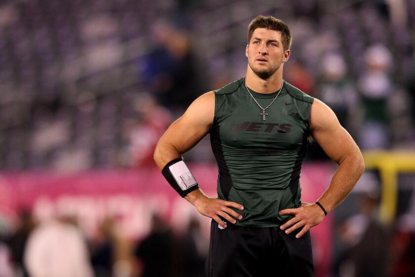 Quarterback Tim Tebow was released by the New York Jets on Monday.
