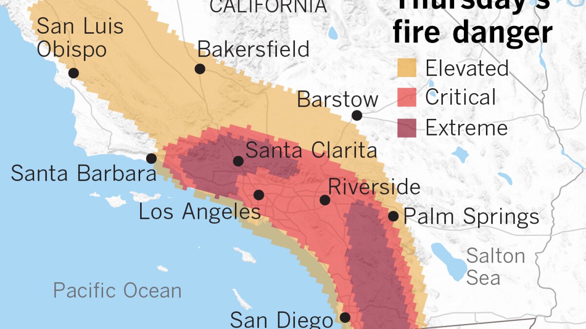 Extremely critical fire weather will continue Thursday in Southern