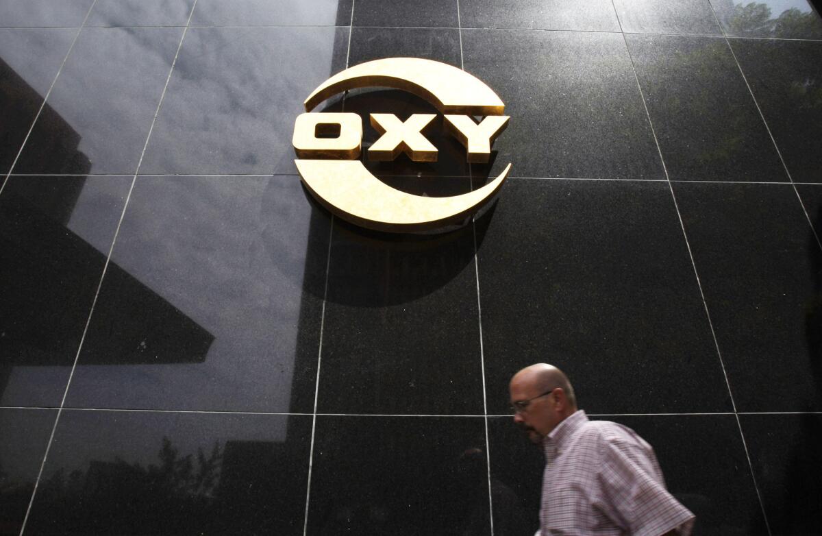 Occidental's stock has dropped about 60% this month amid collapsing oil prices.