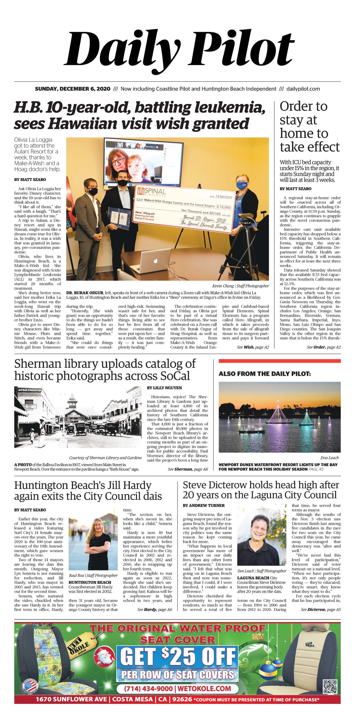 Sunday’s Daily Pilot cover.