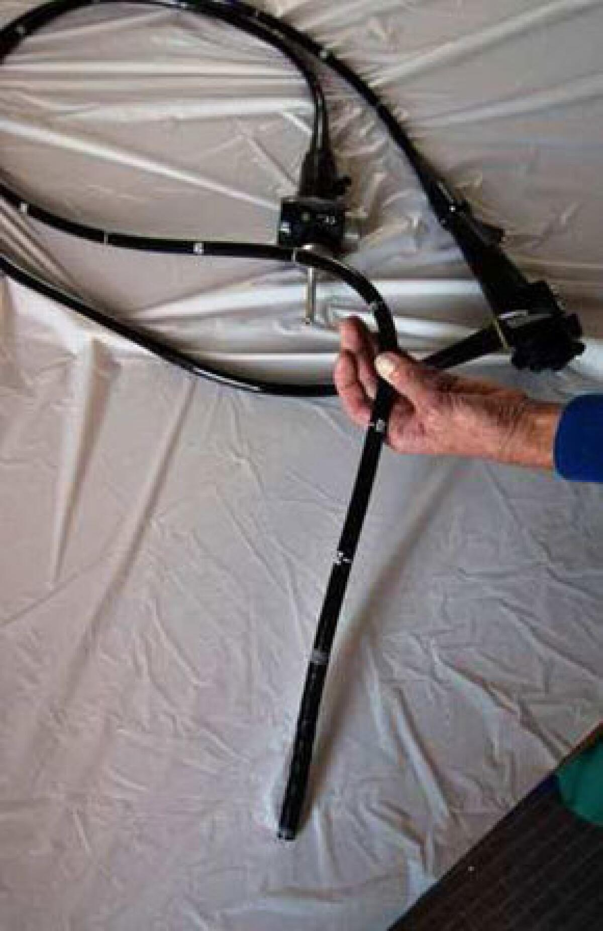 An endoscope used in colon examinations. Three in 20 instruments failed a recent cleanliness test.