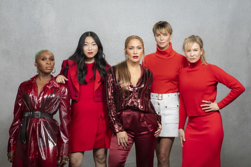 BURBANK, CA --OCTOBER 26, 2019 —Actresses Cynthia Erivo, Awkwafina, Jennifer Lopez, Charlize Theron and Renée Zellweger, iphotographed in promotion of their films; “Harriet,” “The Farewell, “ “Hustlers,” Bombshell,” and “Judy,” respectively, before the Los Angeles Times’ Envelope Roundtable of actresses, at Machinima Studios, in Burbank, CA, Oct 26, 2019. (Jay L. Clendenin / Los Angeles Times)