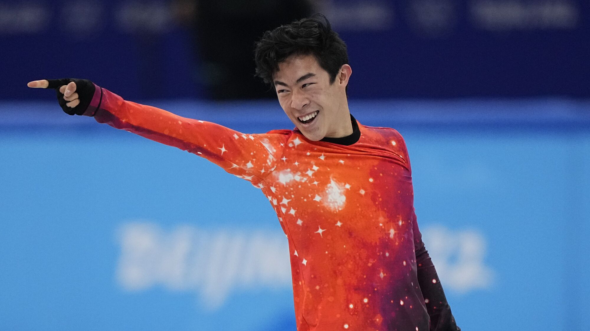 U.S. skater Nathan Chen performs in the free skate at the Capital Indoor stadium.