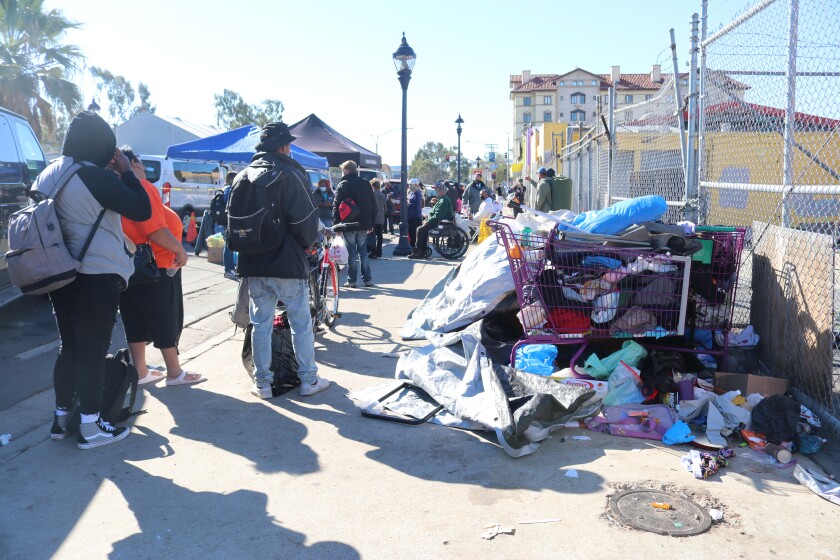 Unsheltered populations in downtown San Diego