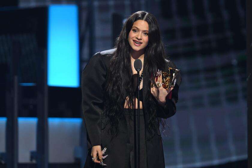 LAS VEGAS, NEVADA - NOVEMBER 14: Rosalia accpets her award for Best Urban Song onstage during the 20th annual Latin GRAMMY Awards at MGM Grand Garden Arena on November 14, 2019 in Las Vegas, Nevada. (Photo by Kevin Winter/Getty Images for LARAS) ** OUTS - ELSENT, FPG, CM - OUTS * NM, PH, VA if sourced by CT, LA or MoD **