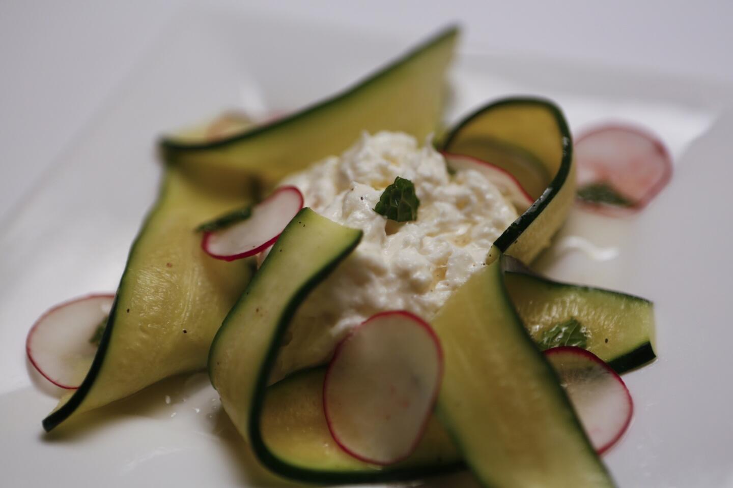 Shaved zucchini, radishes and mint