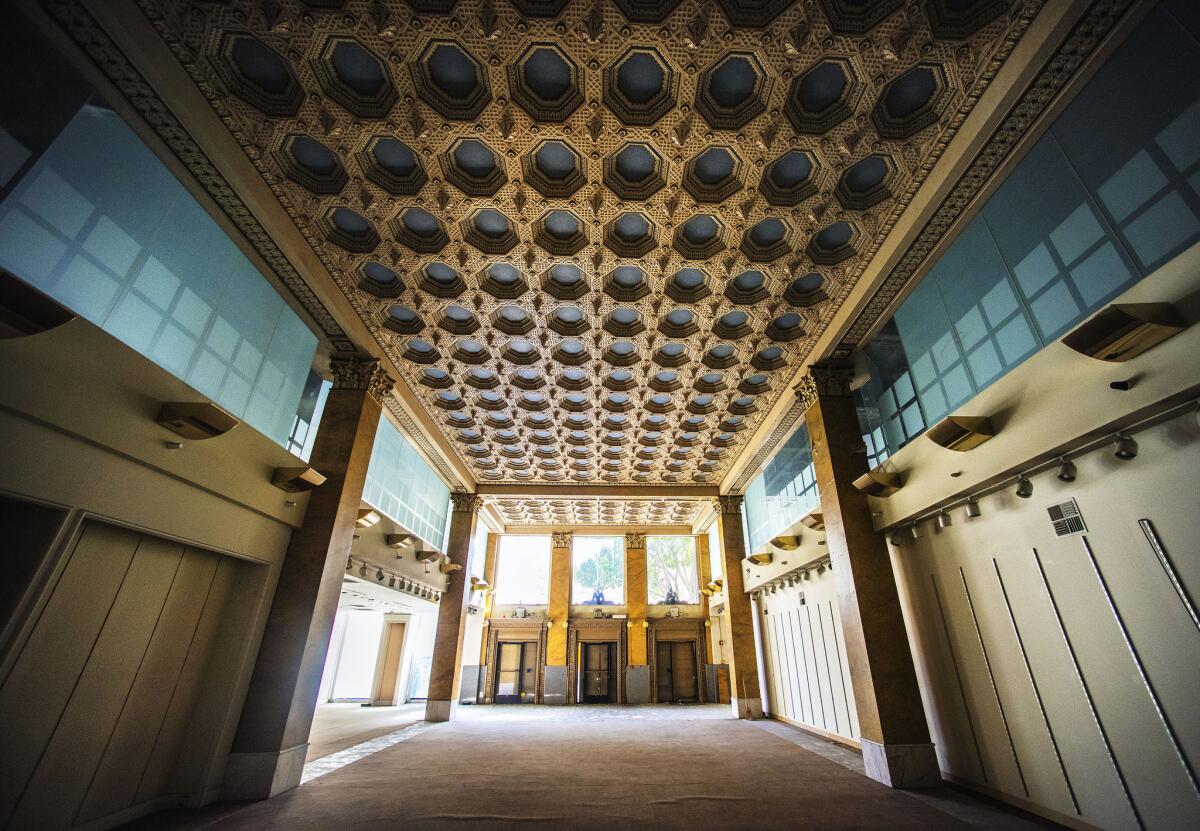 The main entrance to the Giannini Place building at 649 S. Olive St. in downtown Los Angeles, where a location of New York City's Nomad restaurant will open some time in 2017. A location of the Nomad hotel also is planned for the space.