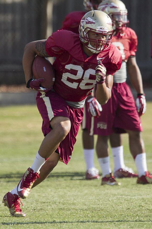 Florida State's Nigel Terrell practices at the Jack Hammett Sports Complex in Costa Mesa on Friday.