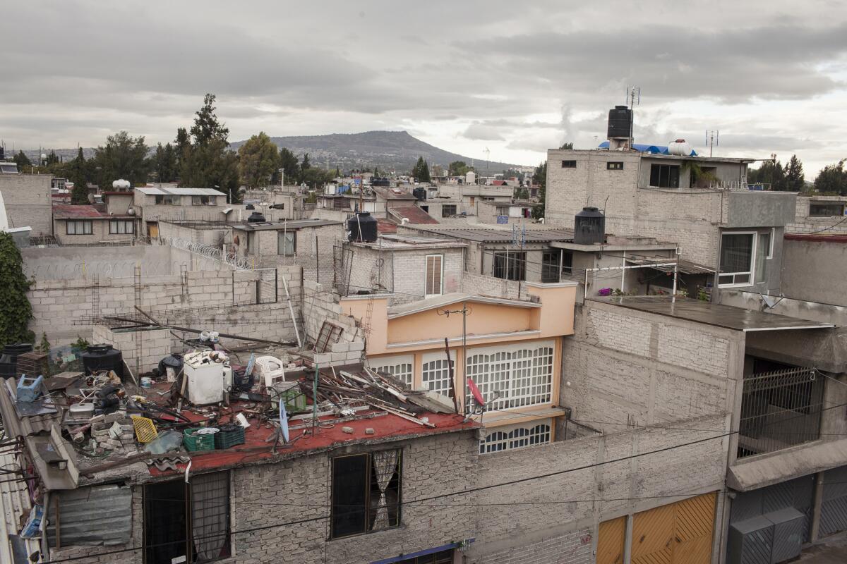 A rooftop view of the neighborhood surrounding the Jardin de Morelos neighborhood in Ecatepec.