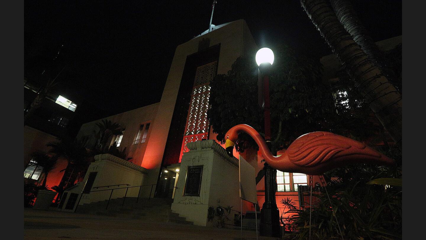 Photo Gallery: Burbank City Hall illuminated in orange to raise awareness to violence against women