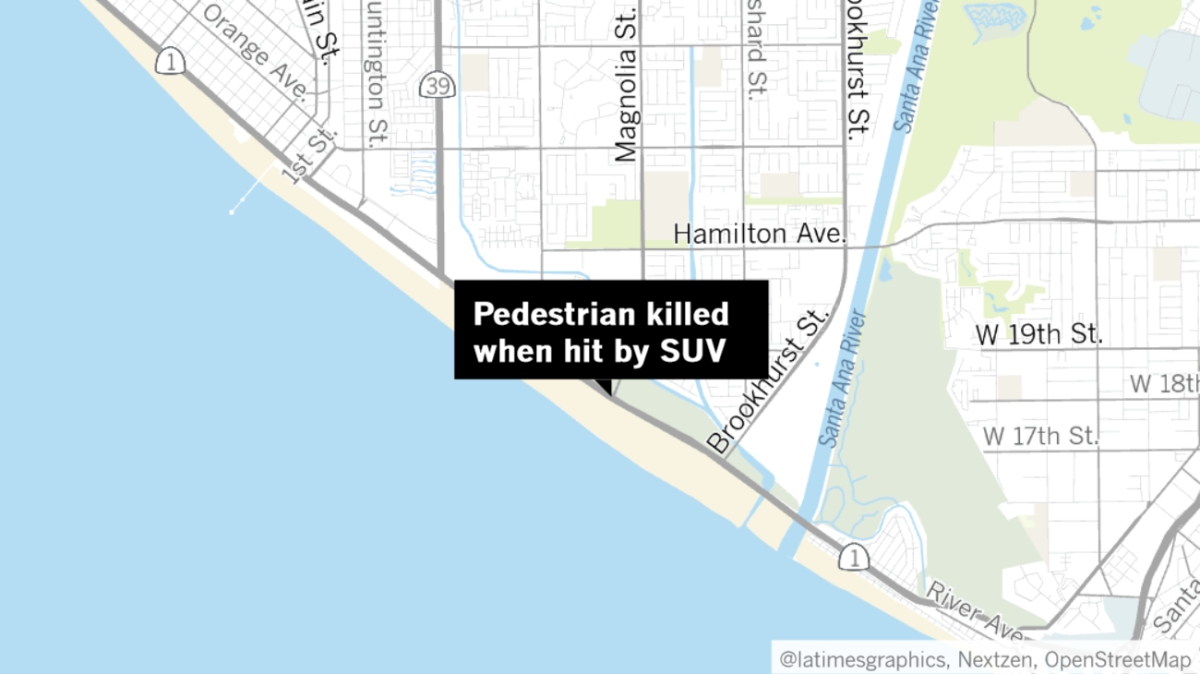 A 30-year-old pedestrian was struck and killed by a vehicle late Thursday in the area of Pacific Coast Highway and Magnolia Street in Huntington Beach, police said.