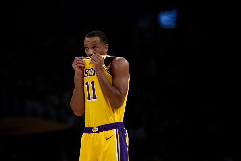 Lakers guard Avery Bradley, shown during a game last week against Memphis, made seven of nine shots Sunday against the Spurs.