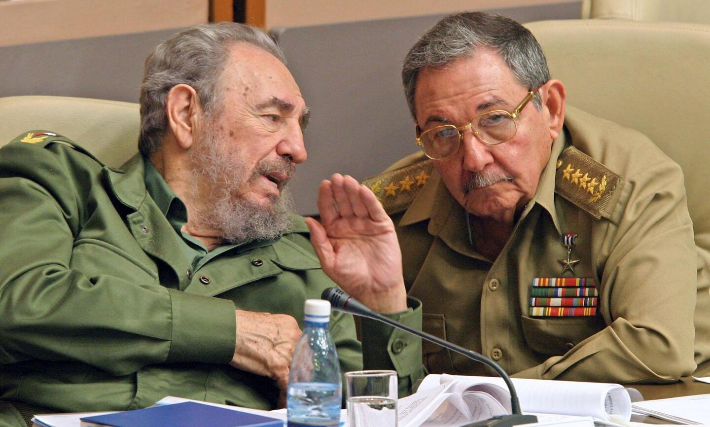 Fidel Castro and his brother, Raul Castro