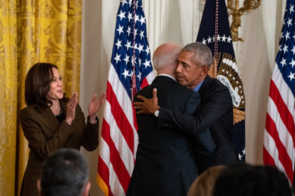 Former President Obama and President Biden reunited at the White House