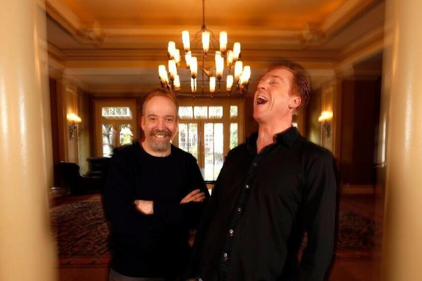 Paul Giamatti, left, and Damian Lewis star in the second season of Showtime's, "Billions." Giamatti and Lewis were photographed at the Langham Hotel in Pasadena on Jan. 8.