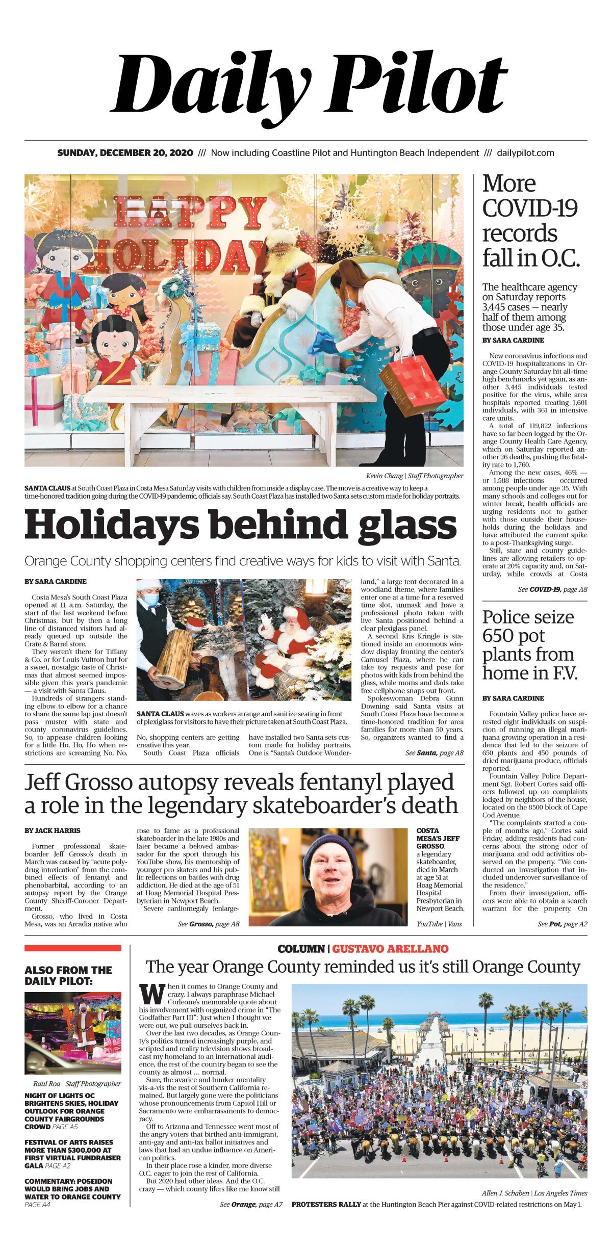 Front page of Daily Pilot e-newspaper for Sunday, Dec. 20, 2020.