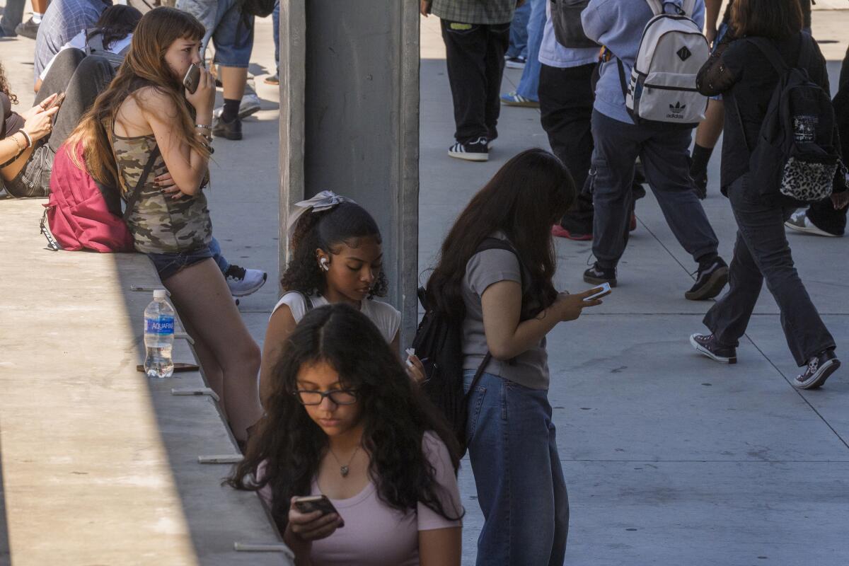 Students use their cellphones 