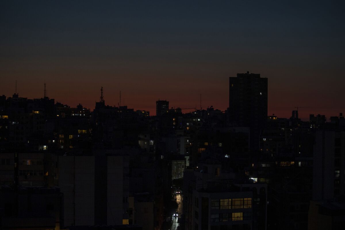Beirut is dark during a power outage in March.
