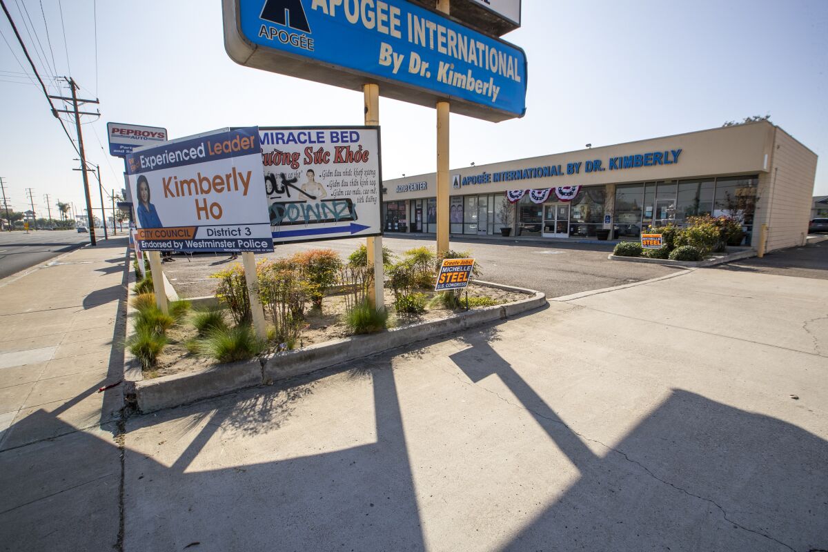 The campaign office of Westminster City Councilwoman Kimberly Ho