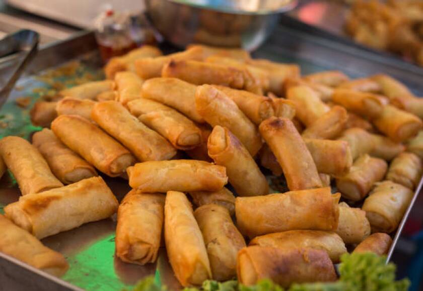 Group of Deep fried spring rolls or Thai Spring Roll