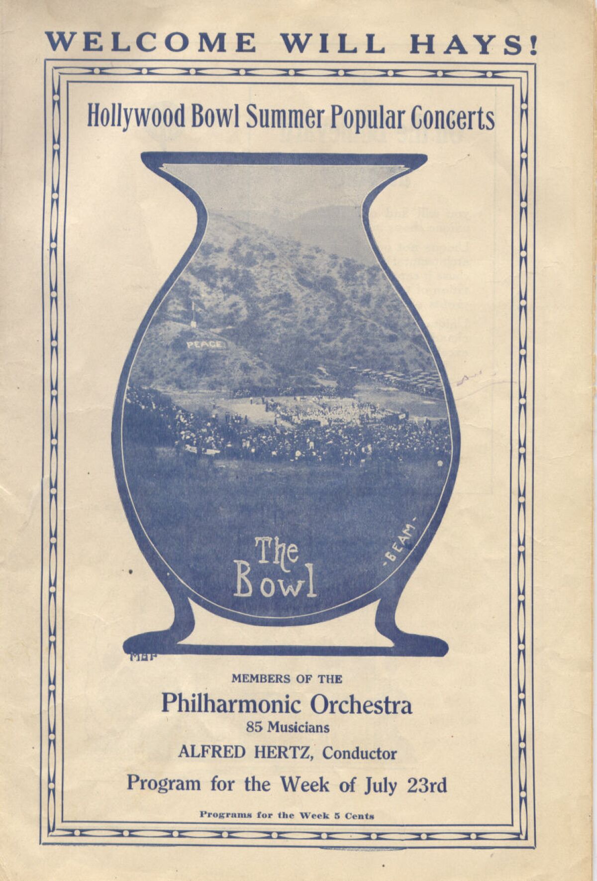 An early Hollywood Bowl summer concerts program.