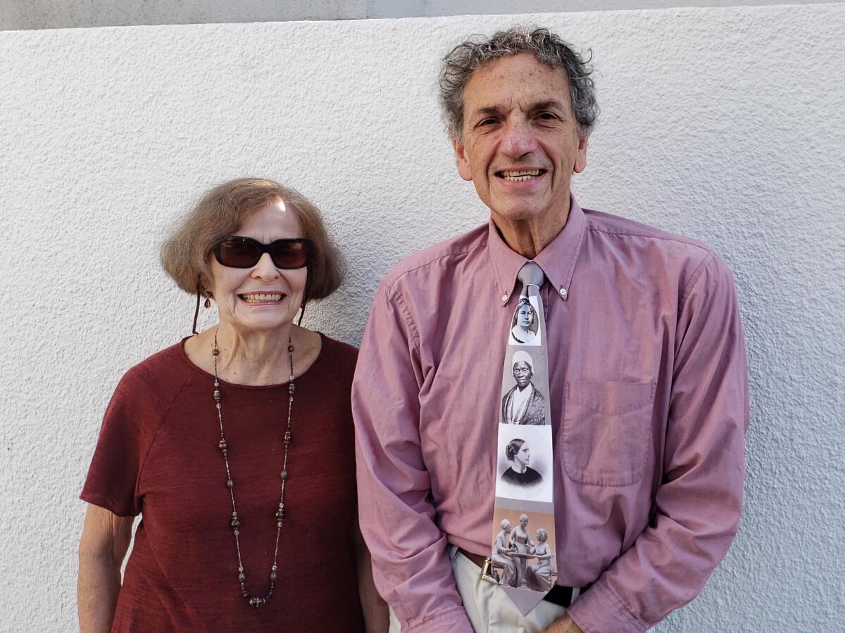 La Jolla residents Myriam Miedzian and Gary Ferdman were keys in the creation of the Women's Rights Pioneers Monument.