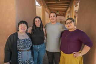 A photo of Sundance Institute's Indigenous Program team and operations staff at the 2023 Native Lab. From left to right: Katie Arthurs, Katie Jenkins, Adam Piron and Ianeta Le'i.
