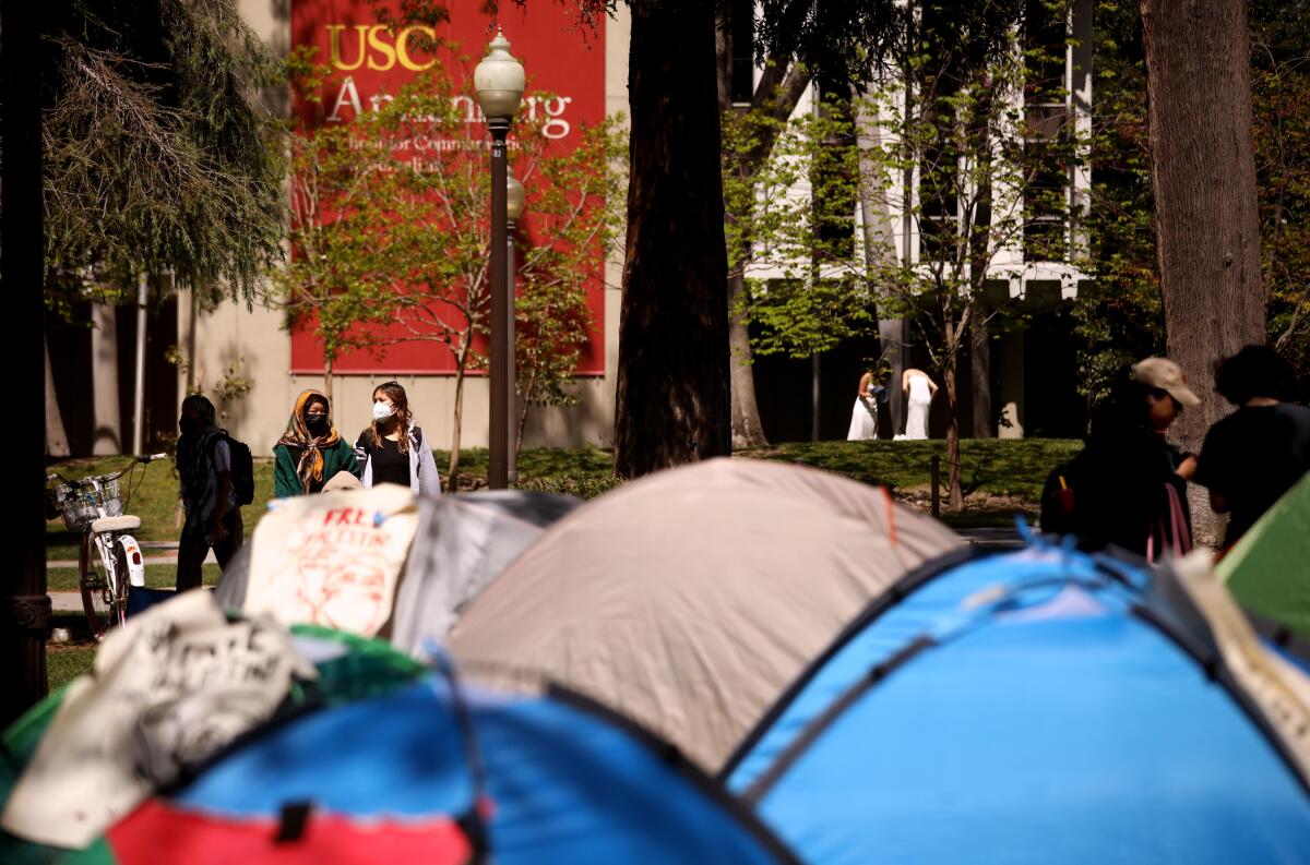 A tent camp at USC.