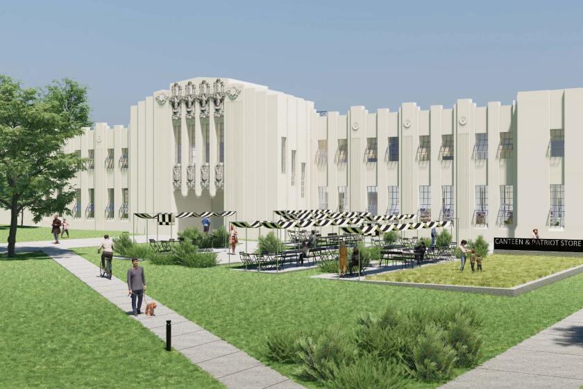 A rendering of another view of Building 13 on the VA campus that will be transformed into the Town Hall.