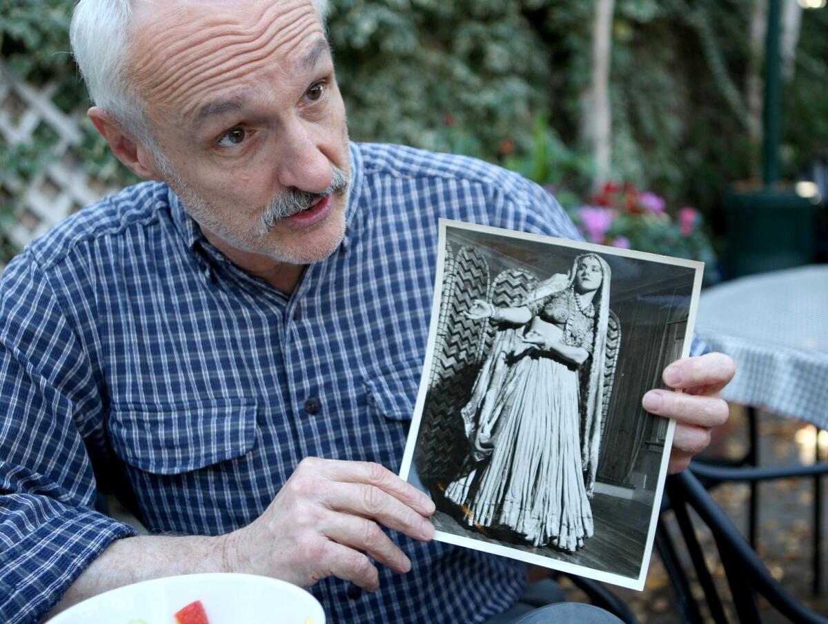 While holding a photo of his mother-in-law Katharine McNamara, actor Michael Gross talks about a short film called Our Father, in La Cañada Flintridge on Thursday, January 15, 2015.