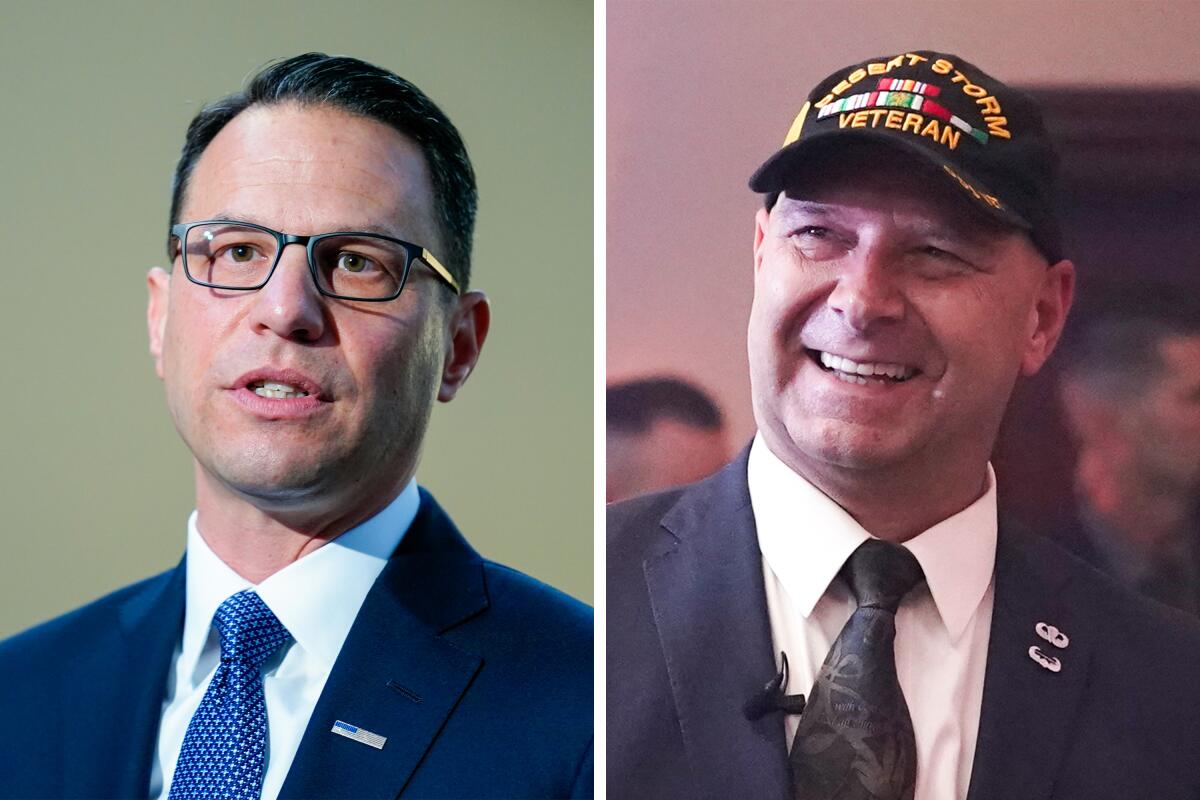 Pennsylvania Atty. Gen. Josh Shapiro and gubernatorial rival Doug Mastriano