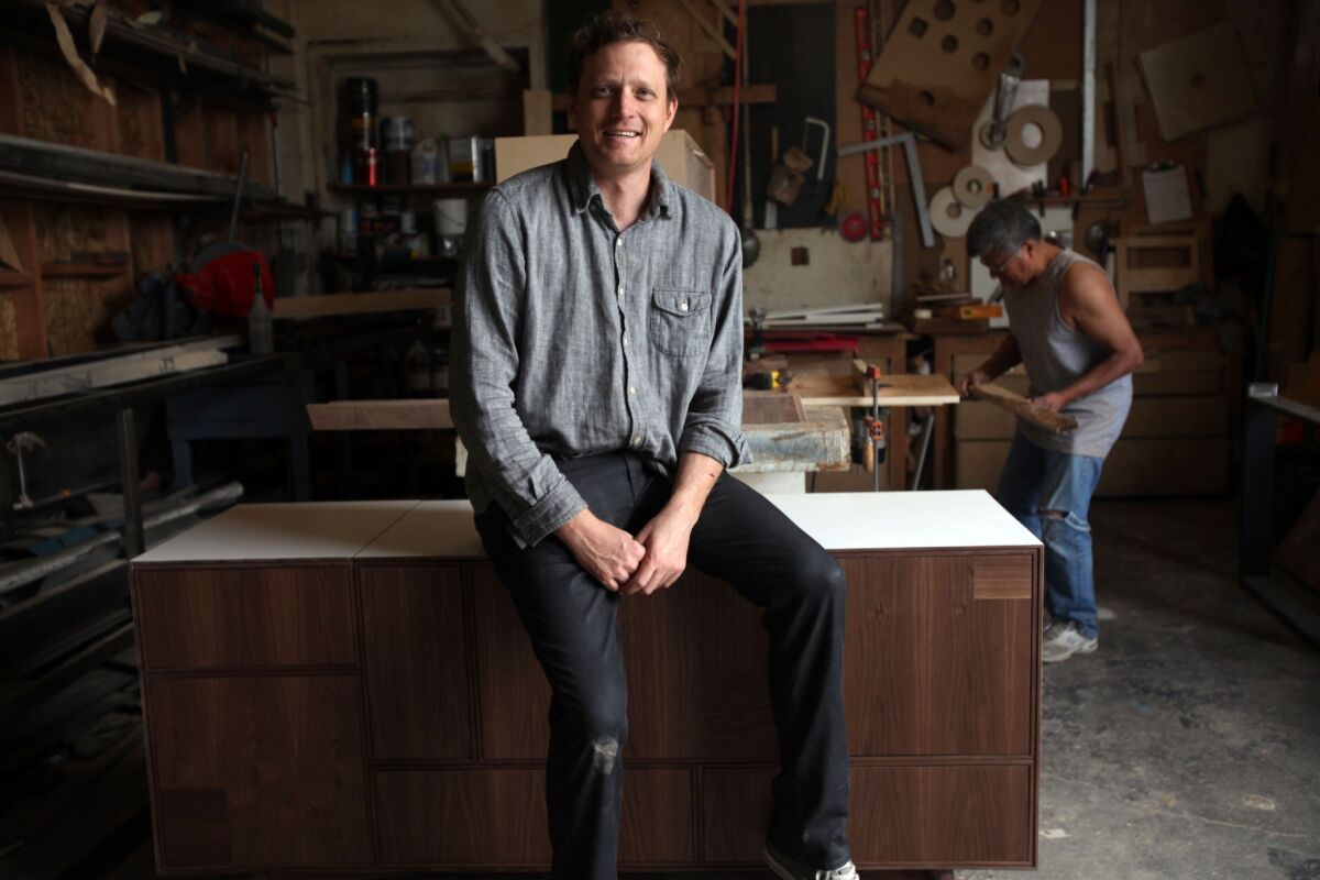 Furniture designer Reeve Schley, photographed in his Pico-Union workshop, has launched an online store under the name Seed Furniture.