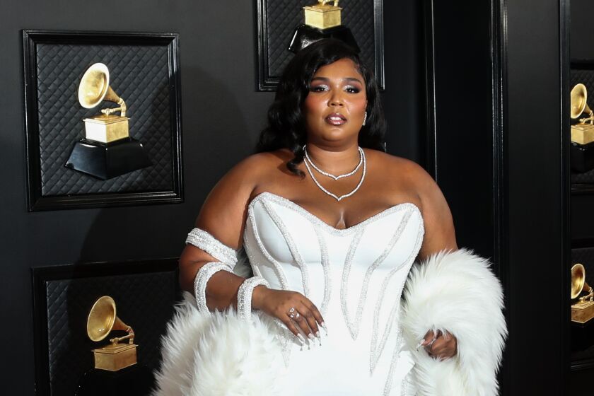 Lizzo arriving at the 62nd GRAMMY Awards in 2020.