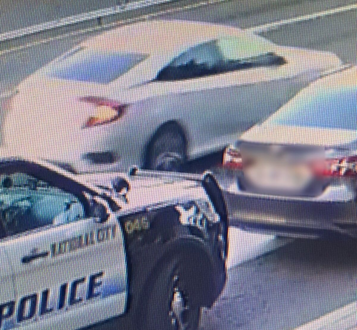 National City police say this white Honda Civic struck and injured a police officer Monday evening on National City Boulevard