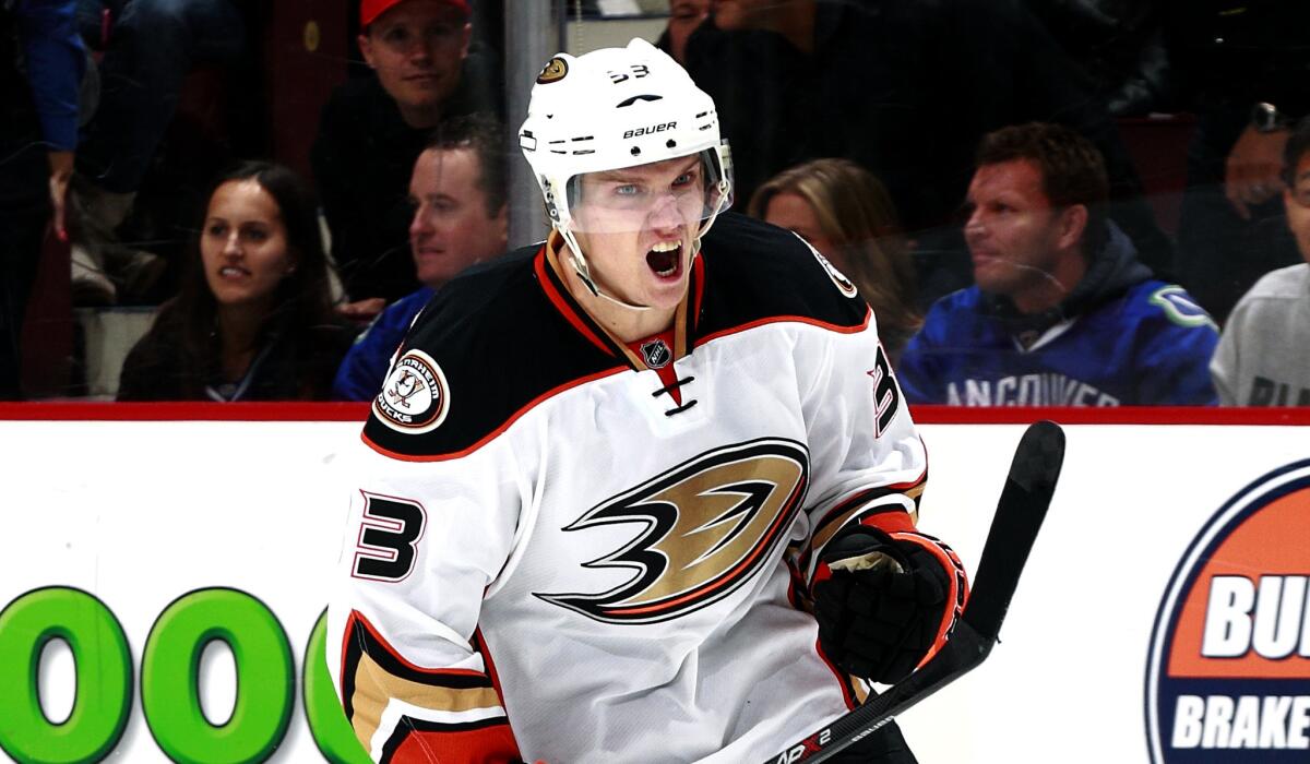 Right wing Jakob Silfverberg has a plus-11 defensive rating this season for the Ducks.