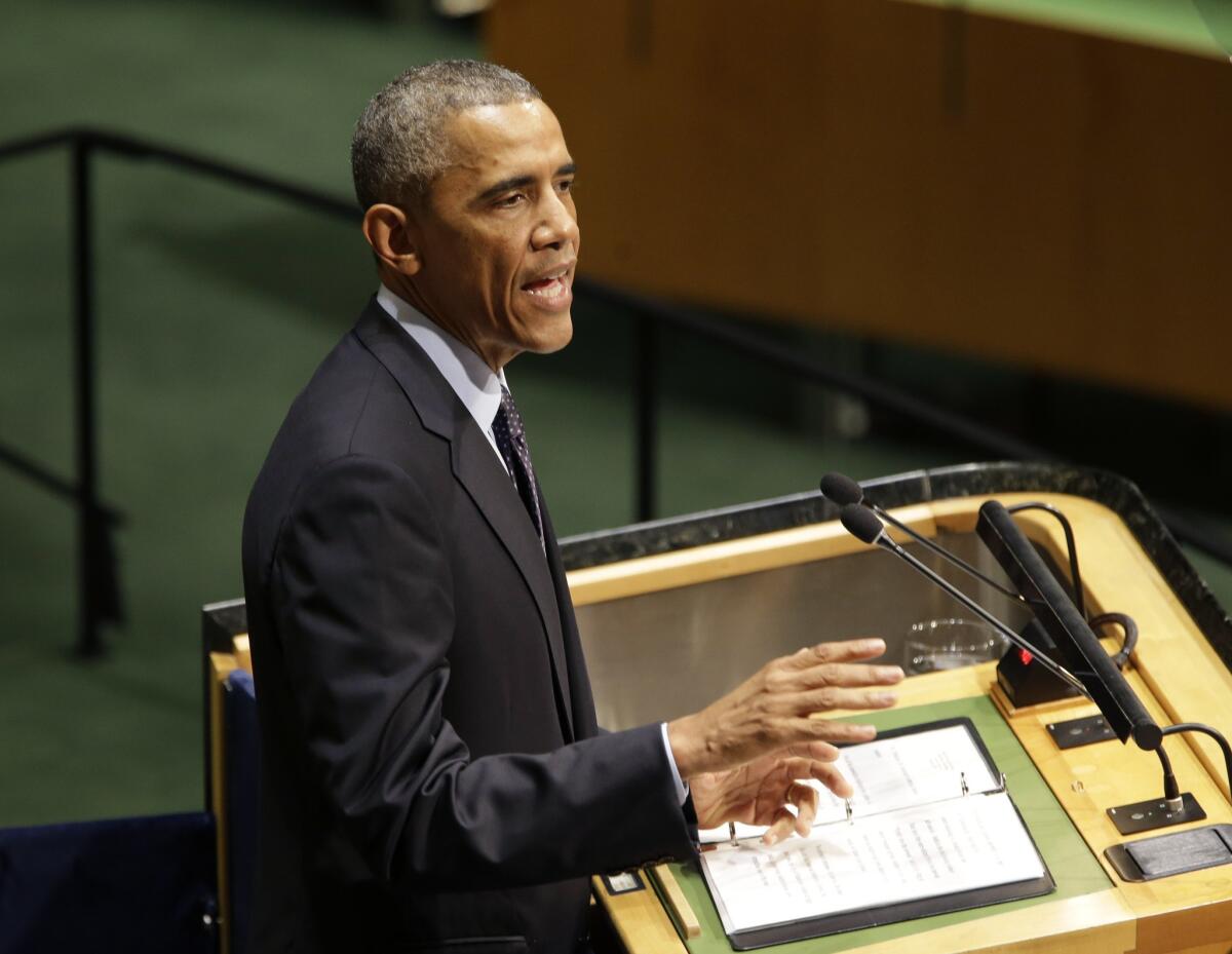 President Obama addresses the climate summit at the United Nations on Tuesday.