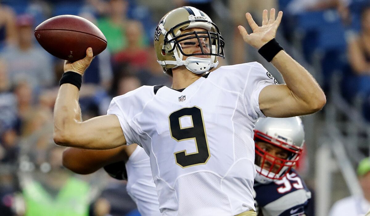 Saints quarterback Drew Brees has completed 70% of his passes, 26 for touchdowns with eight interceptions, this season.