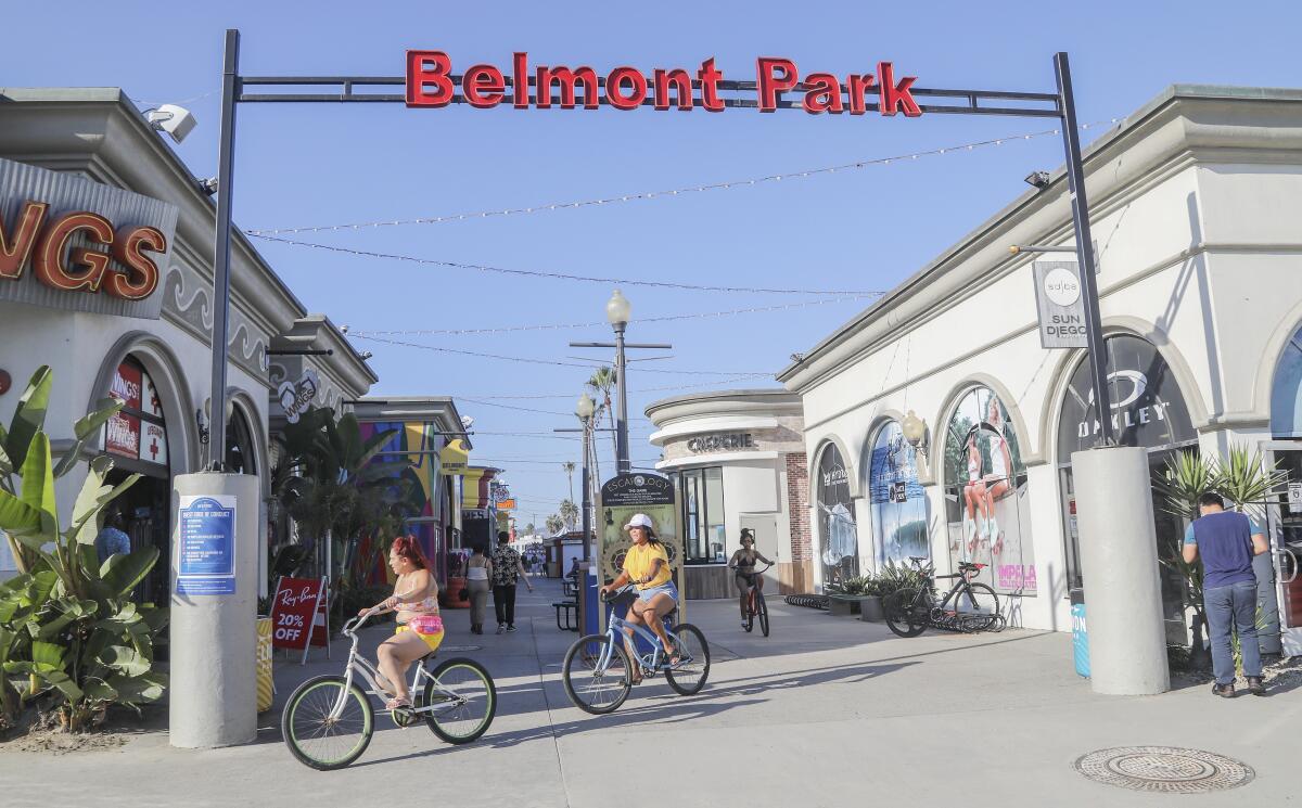Park-goers enjoy the afternoon at Belmont Park.