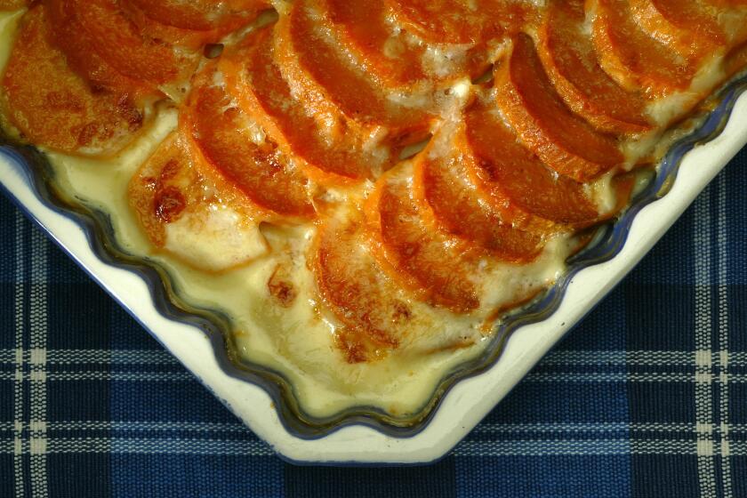 The perfect balance of sweet and cheesy. Recipe: Sweet potato-Gruyere gratin