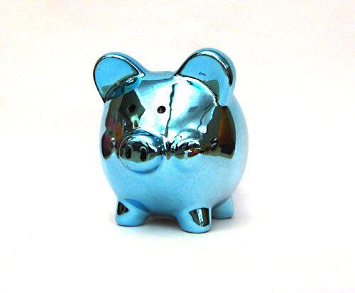 Everyone needs to save a buck these days, so why not drop a subtle hint with this metallic blue piggy bank. It's attractive, light and has a coin slot wide enough to fit even Eisenhower dollars. If this doesn't quite suit the tastes of your acquaintances, most dollar stores offer a wide range of ornamental ceramics. I've seen ceramic doves, turtles, cats, chickens and people.